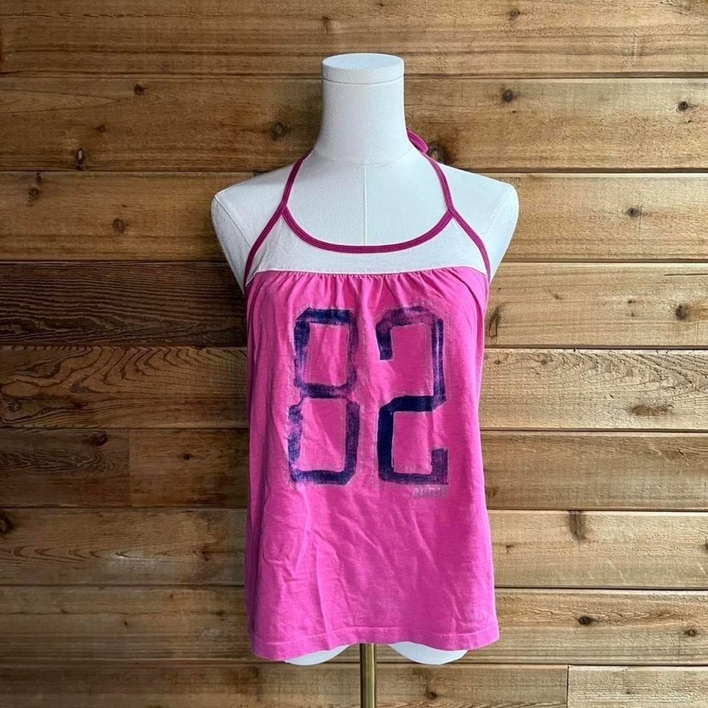 Y2K Pink halter top with button-up detail